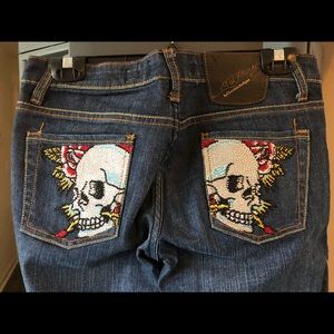 Ed Hardy jeans with skulls on back pockets